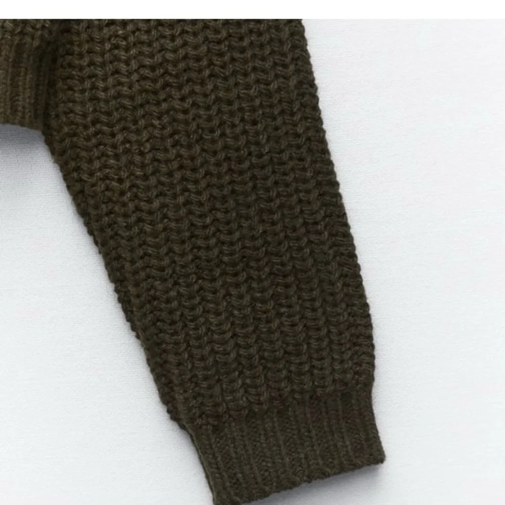 NWT Zara Green Knit Cardigan Cropped Style Zara combination nit cardigan with p - Picture 10 of 16
